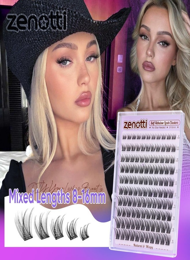zenotti Self Adhesive Eyelash Clusters Natural Self Adhesive Lashes Cluster No Glue Eyelashes Press on Lashes Pre Glued Wispy Cluster Eyelash Extensions 8-16mm 120Pcs by zenotti - Image 2